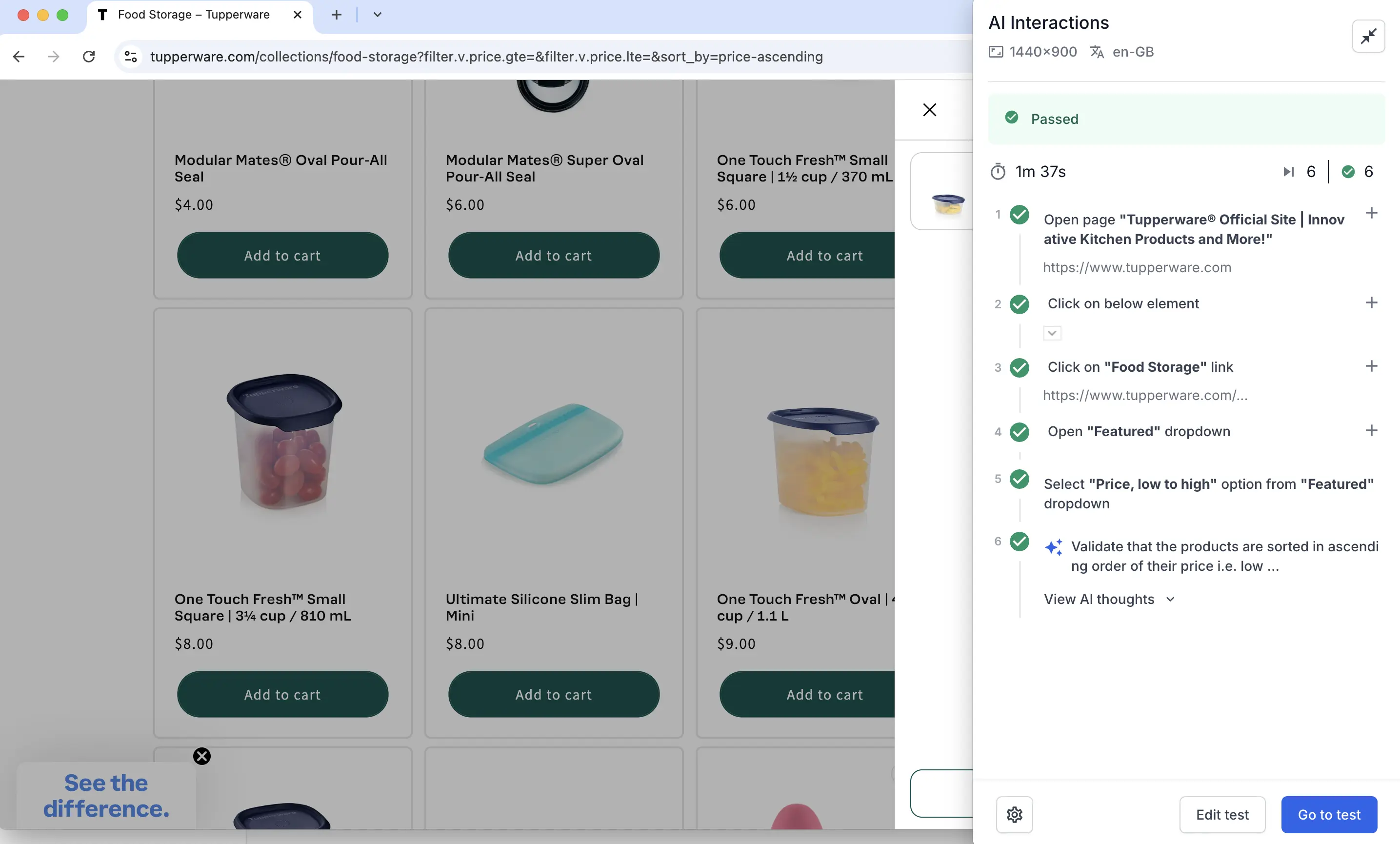 Screenshot of execution of AI interactions
