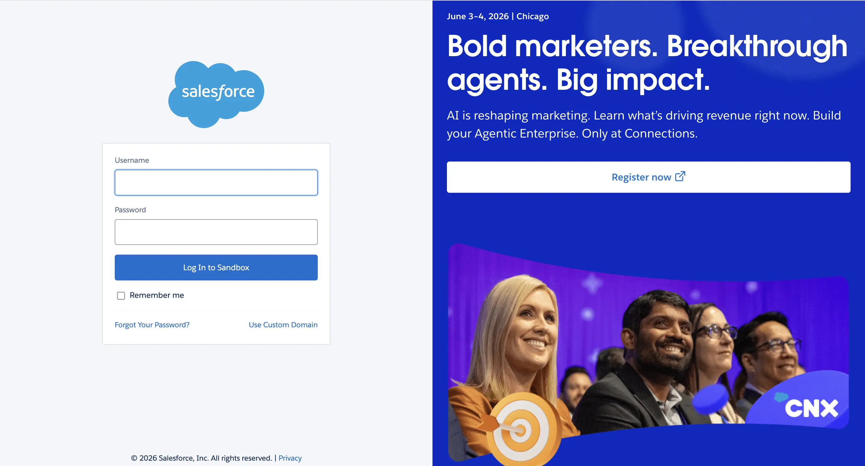 The Salesforce login page
