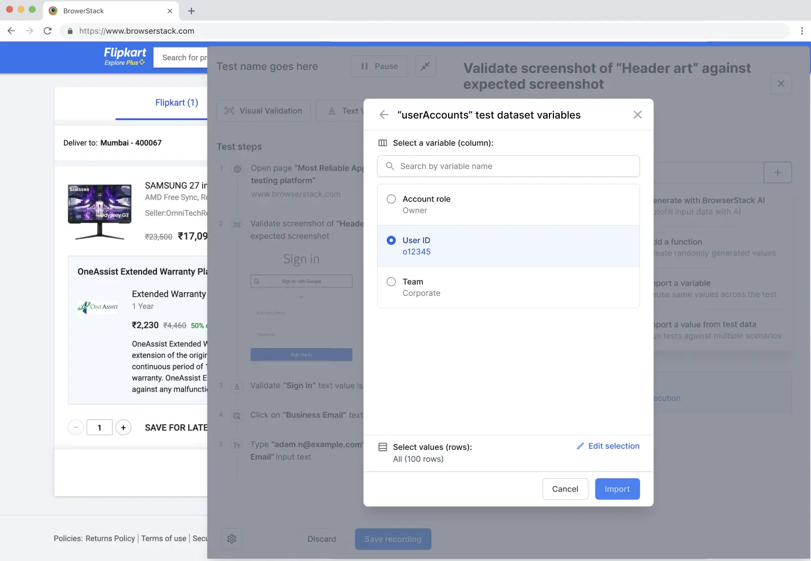 Choose column to link
