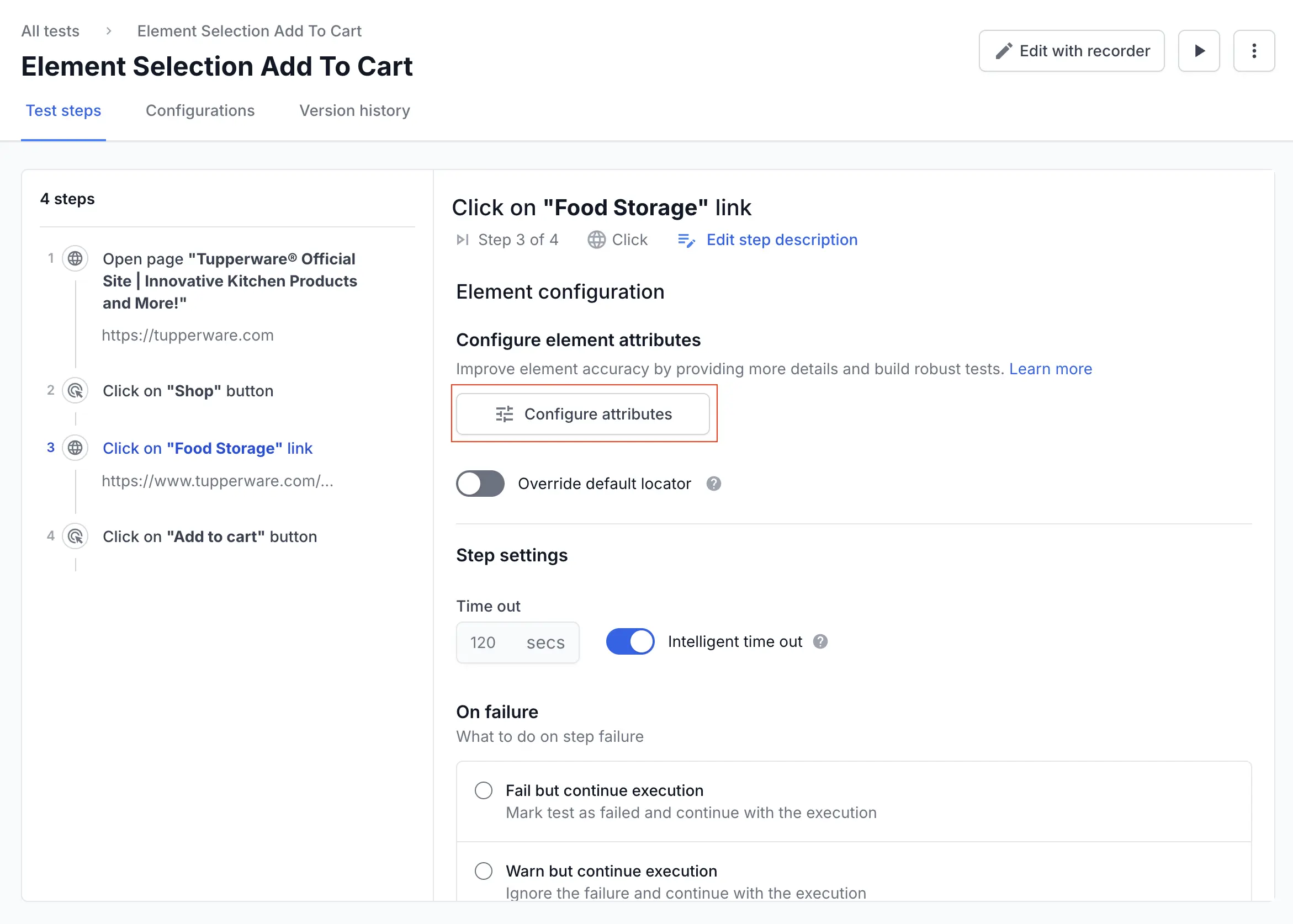 Click the Configure attribute button