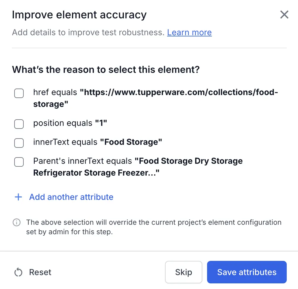 Add attributes for a step