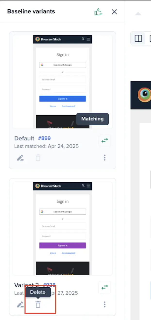 Delete added baseline variant