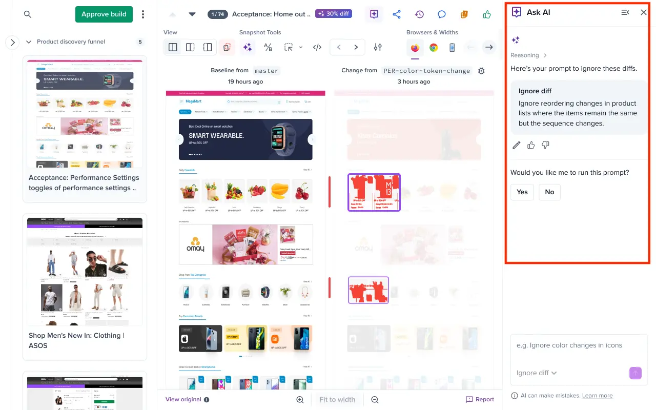 Prompt window with editable prompt field on review screen.