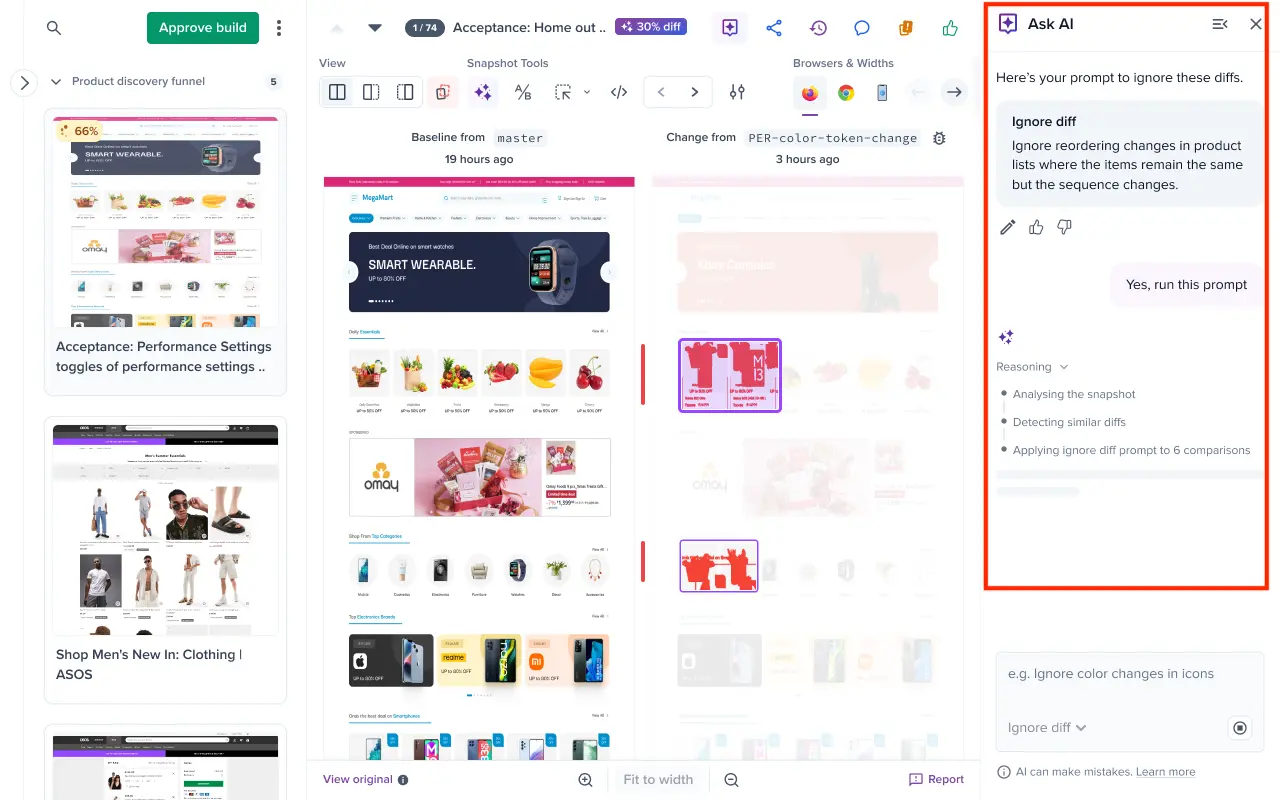 Confirm AI response to continue option on review screen