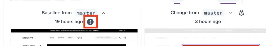 The information icon to open the baseline details panel