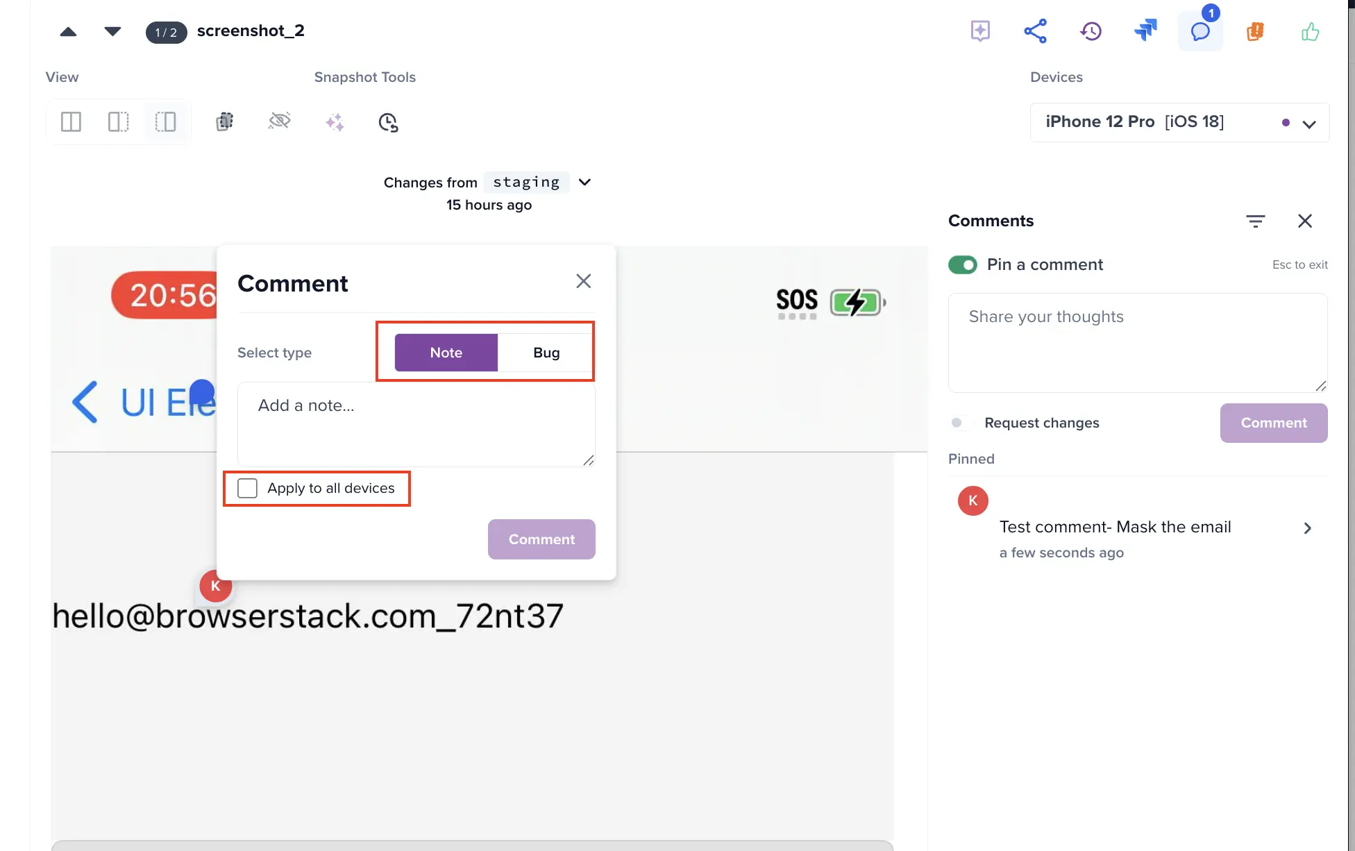 Location based comments in App Percy