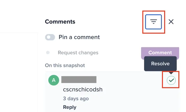 Resolving a comment