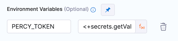 Enter `<+secrets.getValue("PERCY_TOKEN")>` in the right box