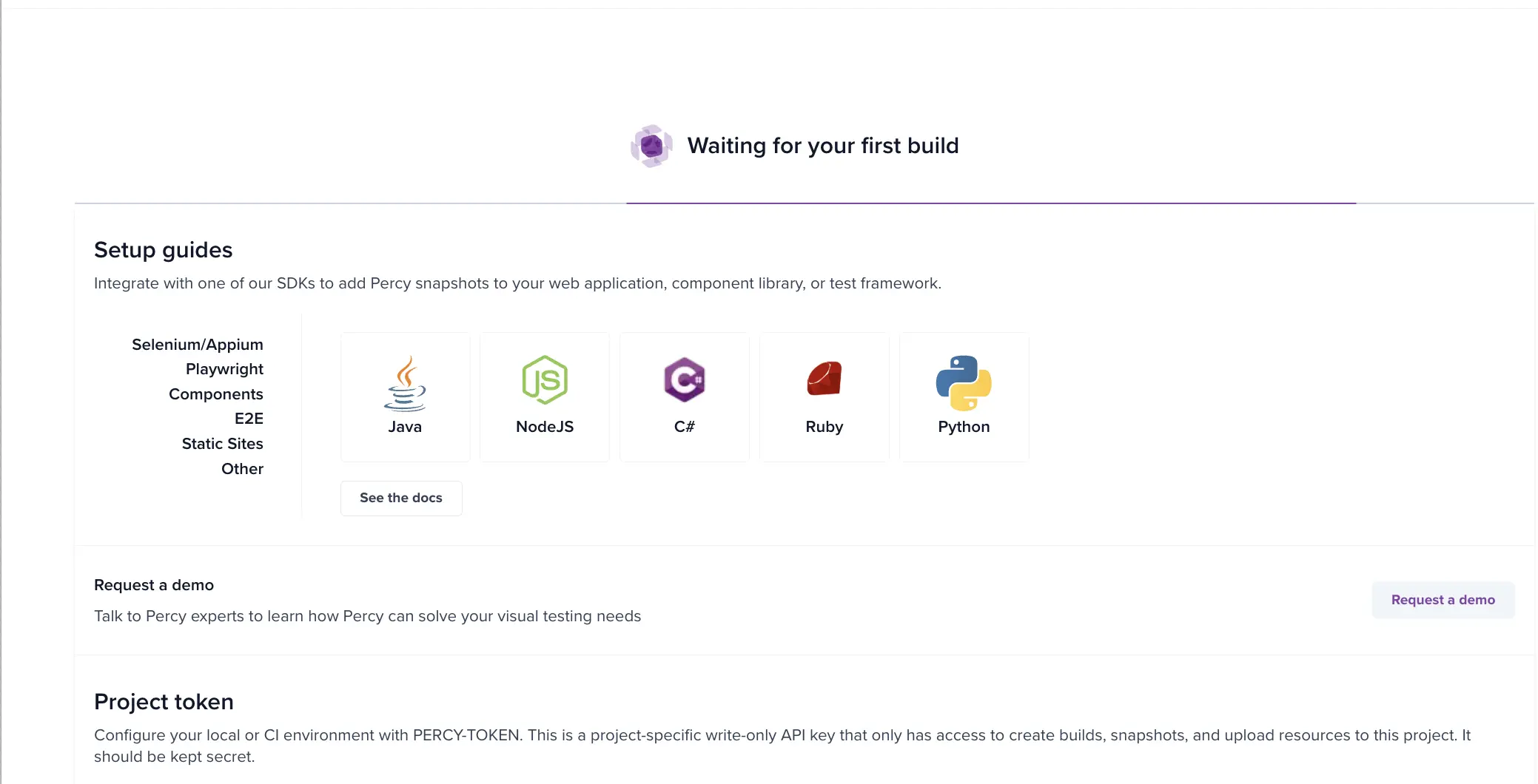 Percy - Waiting for first build