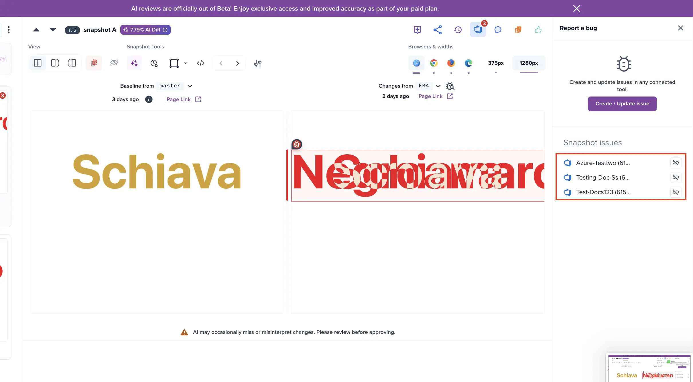 Linked Azure DevOps work items displayed in the Report a bug panel