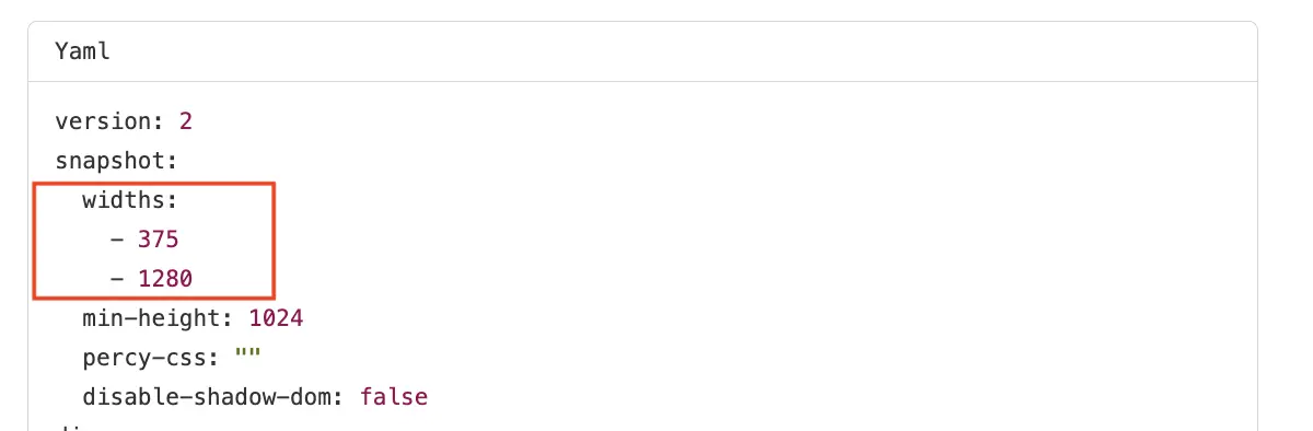 Percy YAML file sample showing width configuration