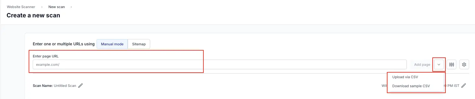 Add URLs in manual mode for visual scanner