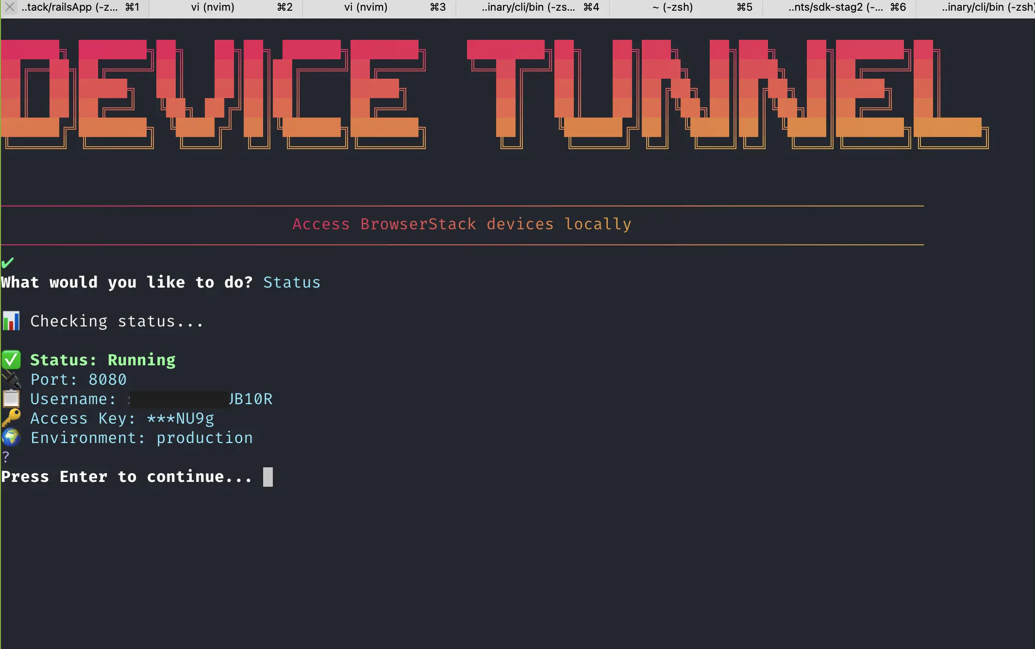 Interactive Mode - Tunnel established