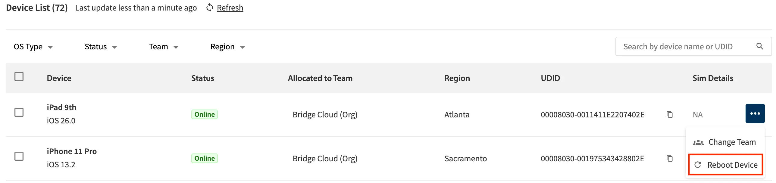 Reboot Private Device Option
