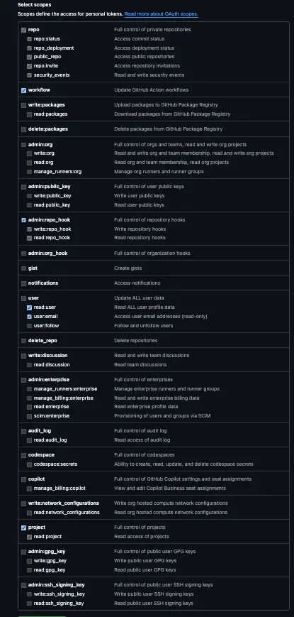 Grant access for tokens