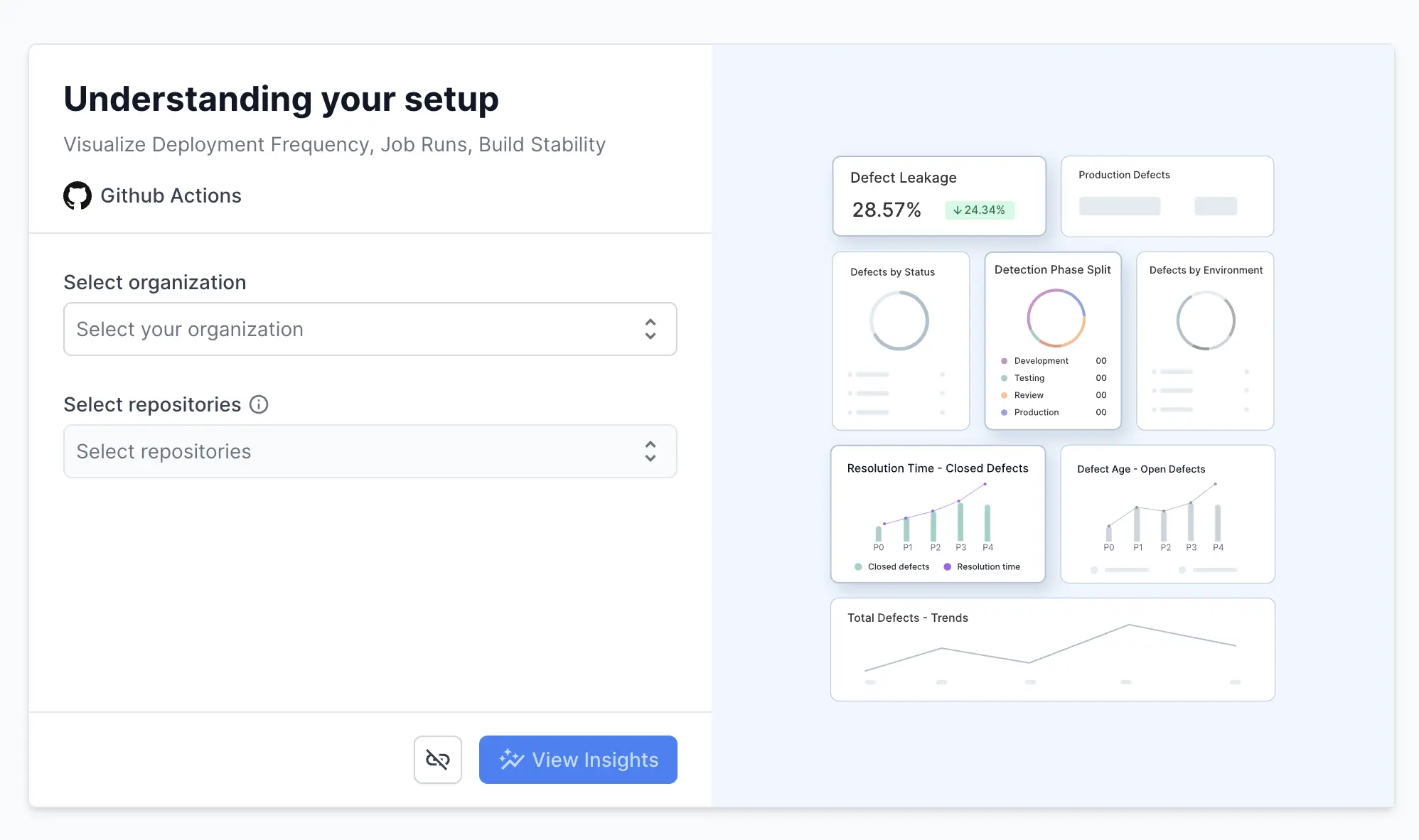 Select organization and repos