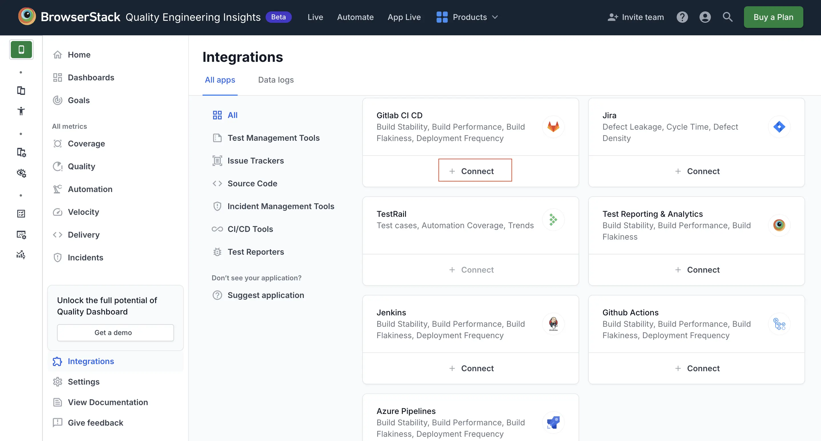 Connect GitLab CI CD