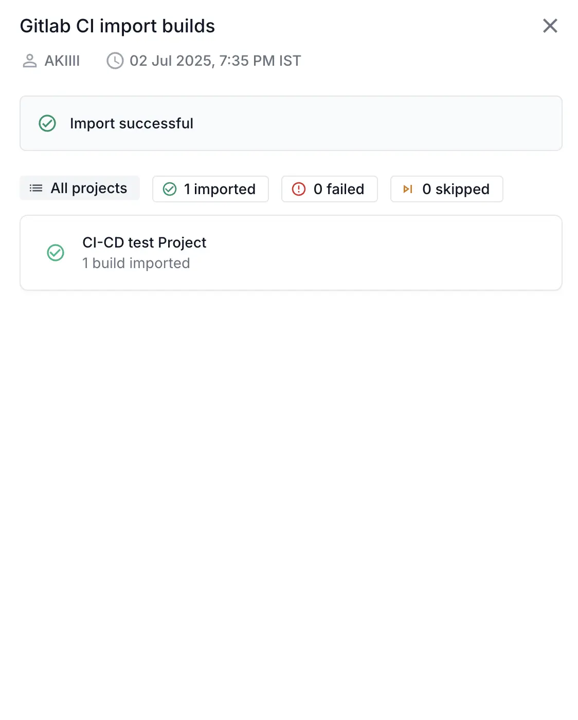 GitLab project data import is successful
