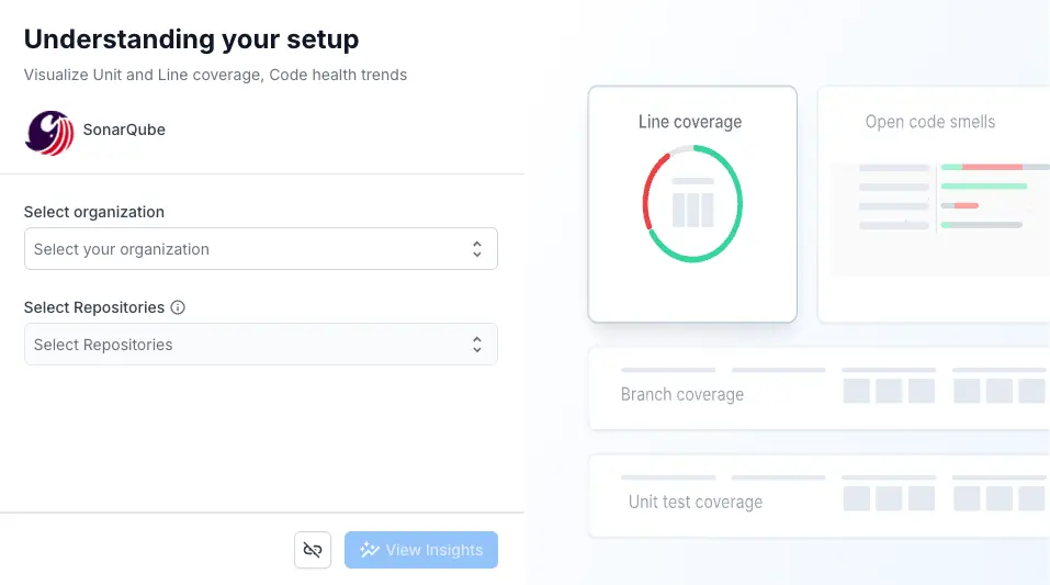 Use the Select organization dropdown to choose the SonarQube organization