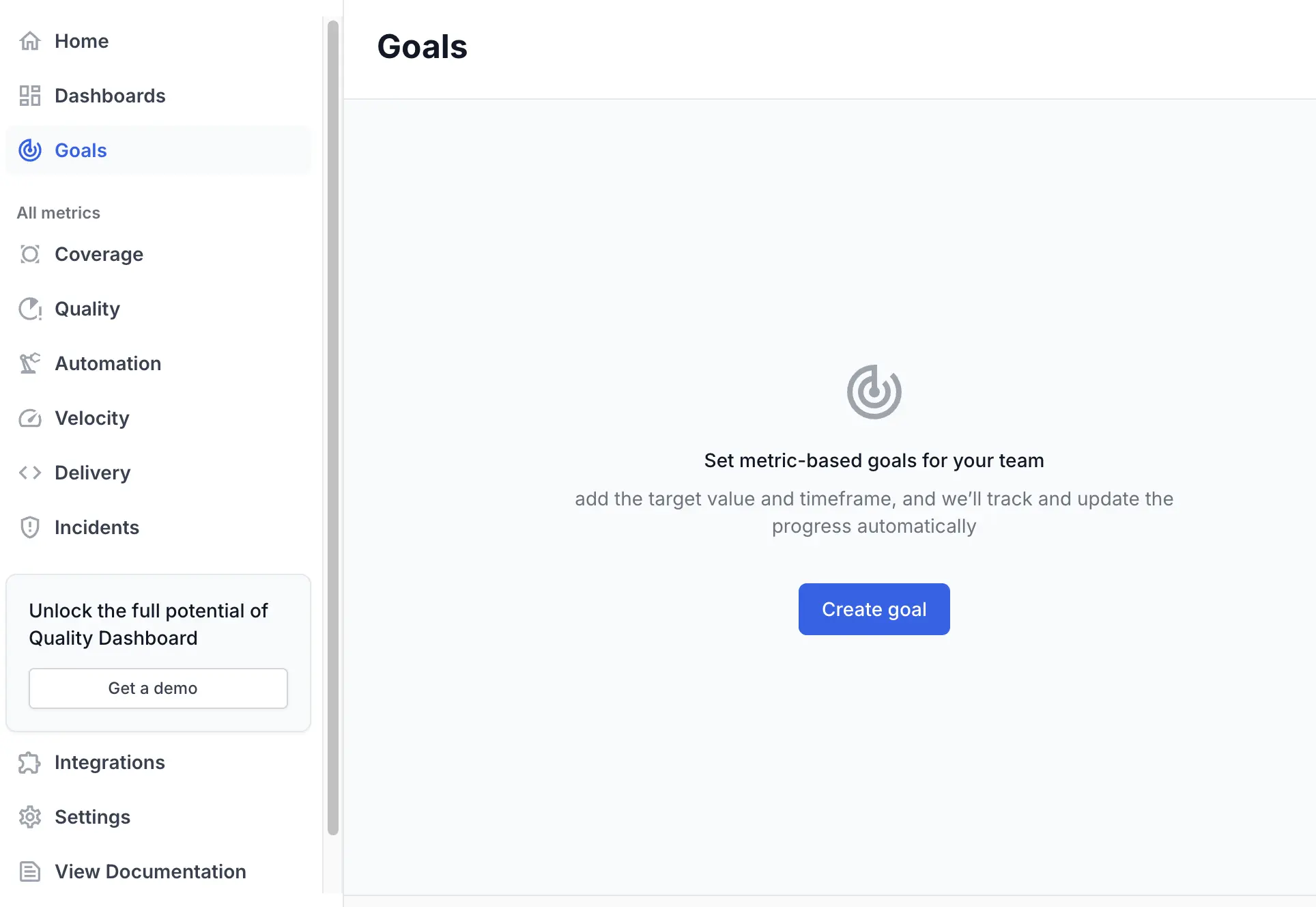 Click Goals tab on the sidebar