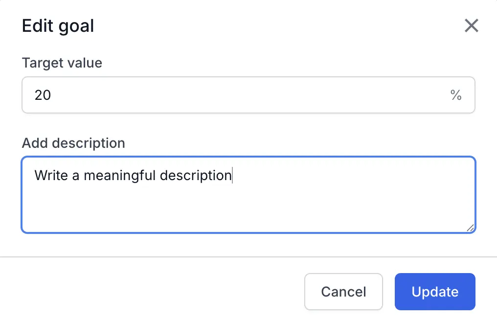 Select edit goal from the menu