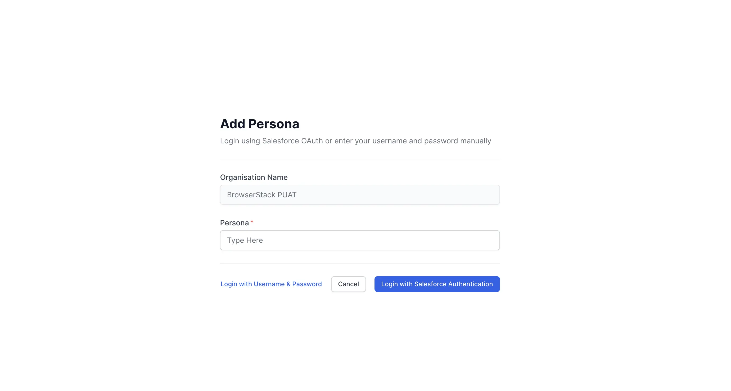 Add persona using OAuth