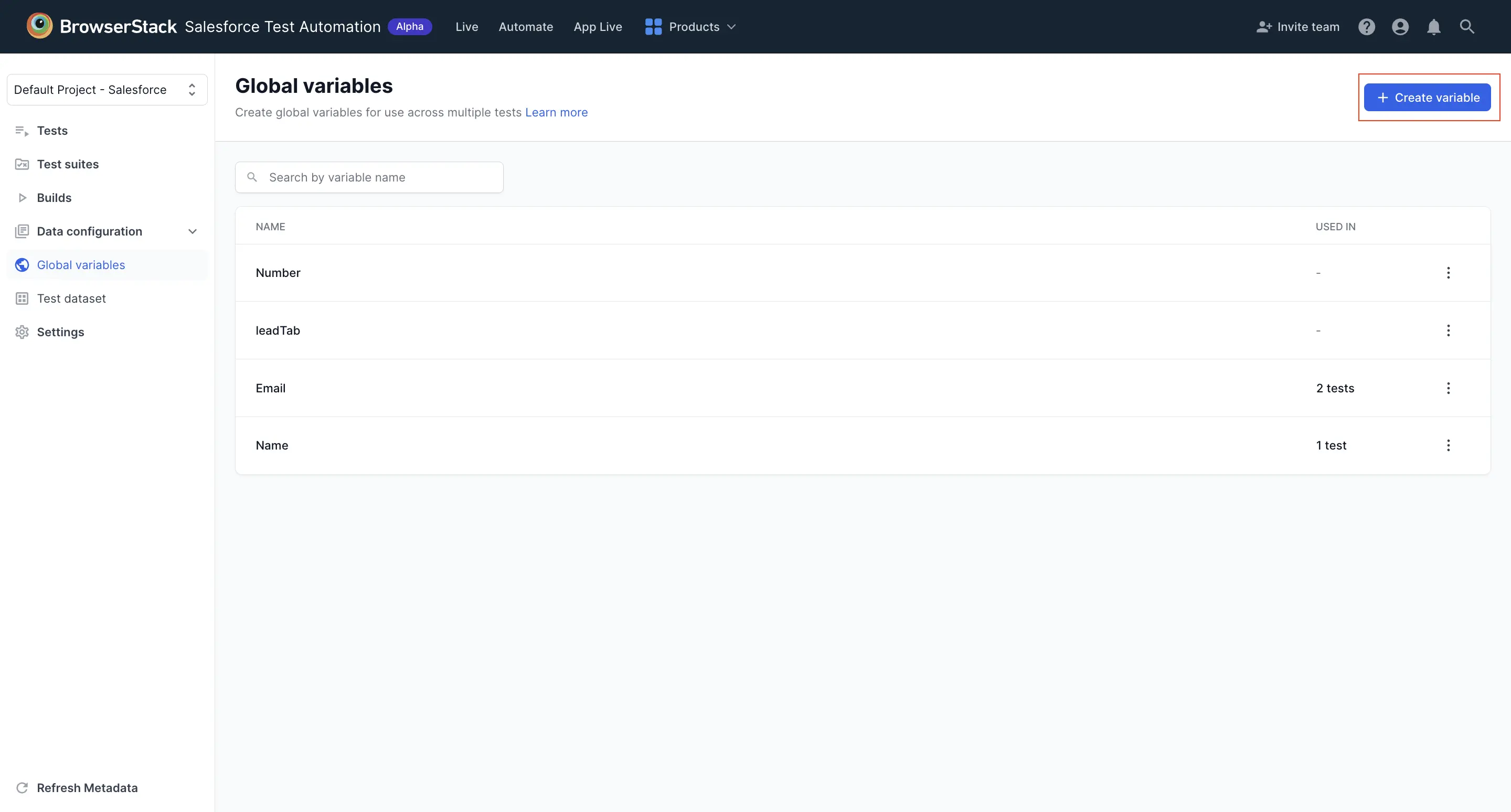 Create global variable