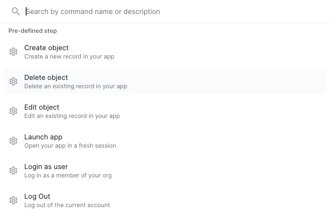 Select a predefined step