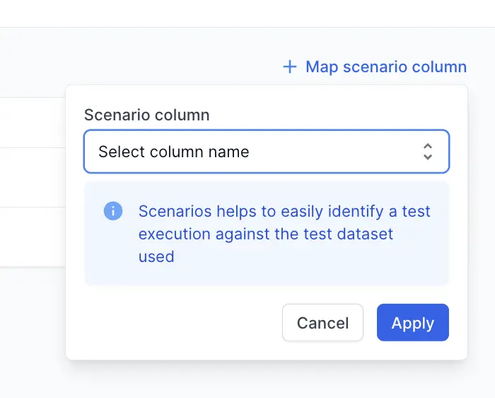 The Select scenario column dialog showing available columns