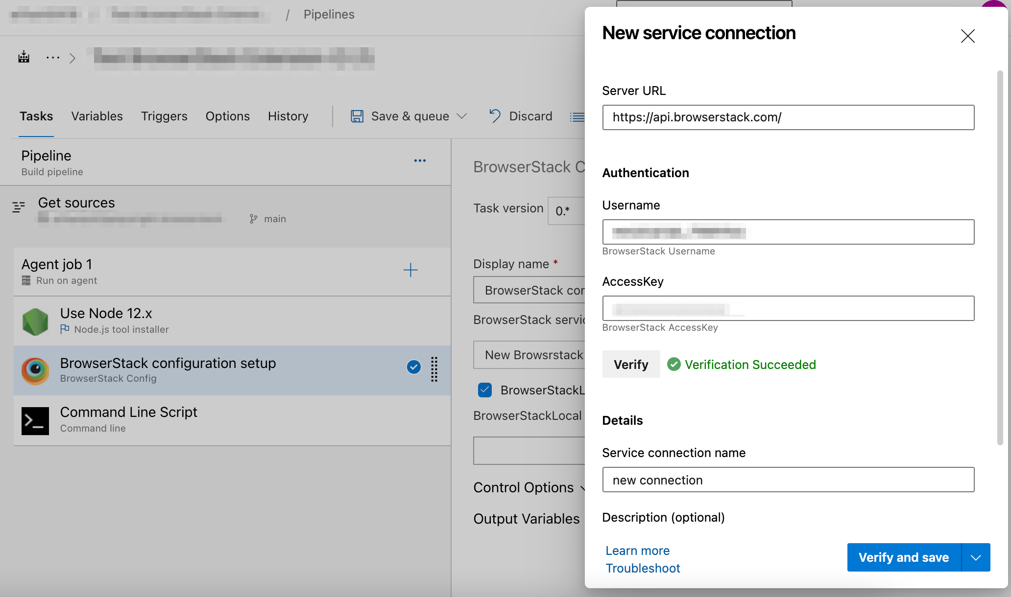 Service connection in classic editor