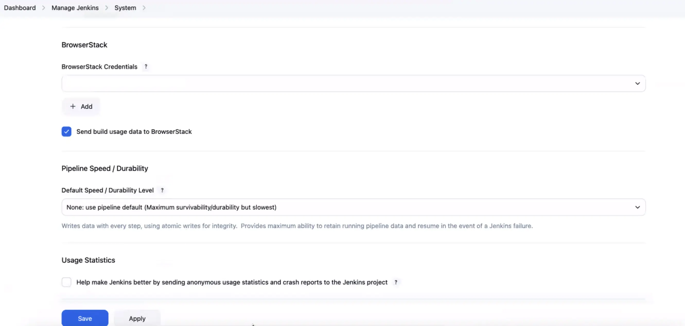 Browserstack credentials on jenkins