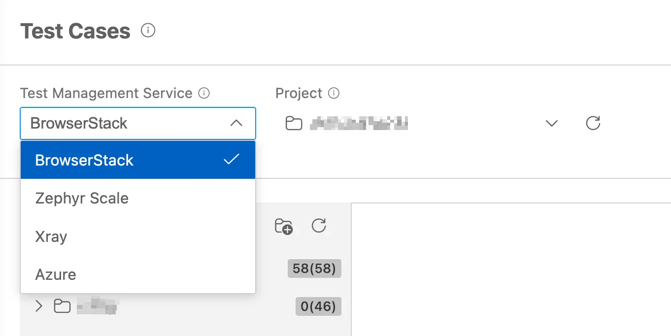 Selecting BrowserStack as the Test Management service