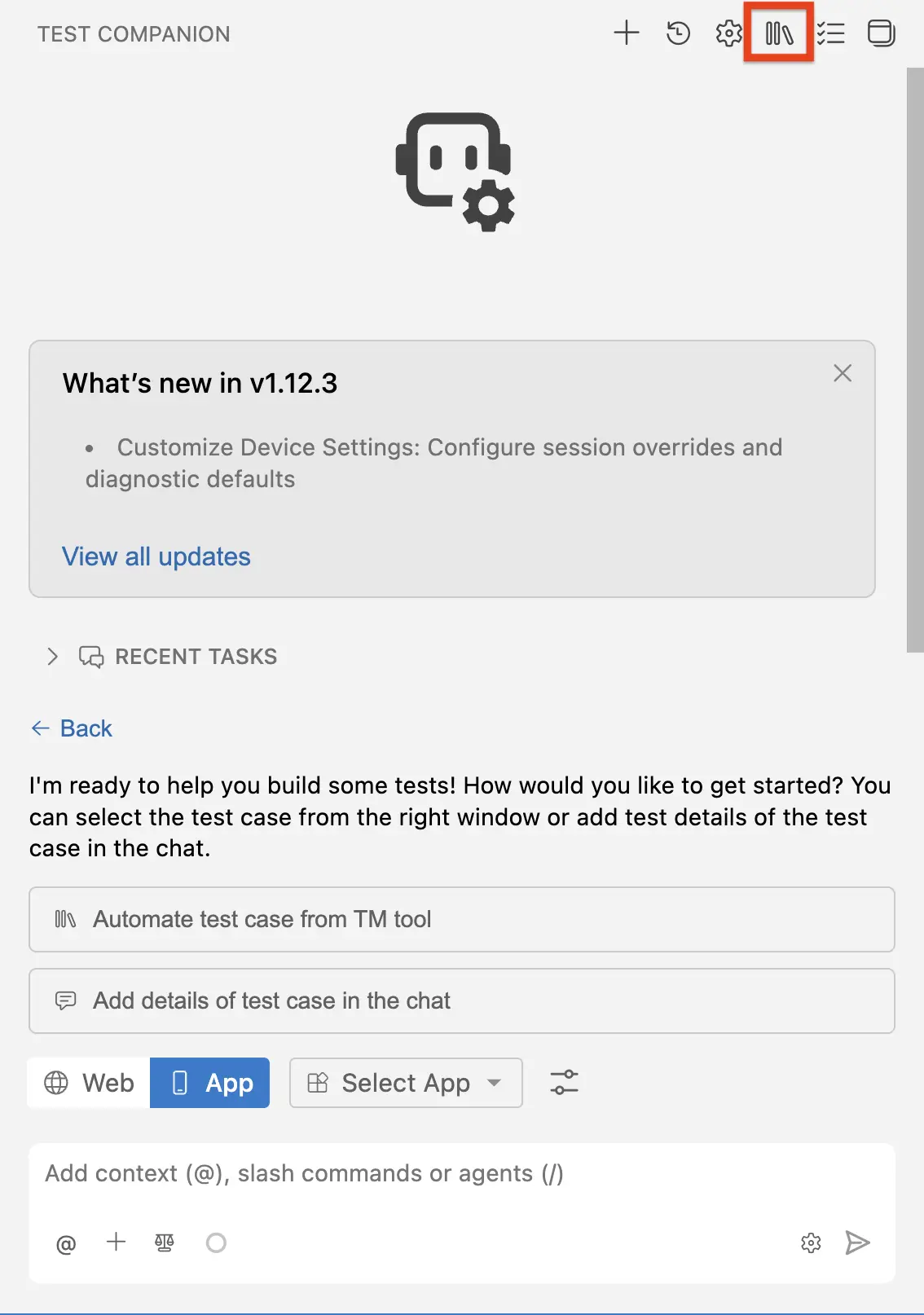 Failure Analysis tab in the Test Companion panel showing project and build dropdowns