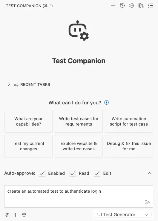 Write a clear prompt describing the test you want to create