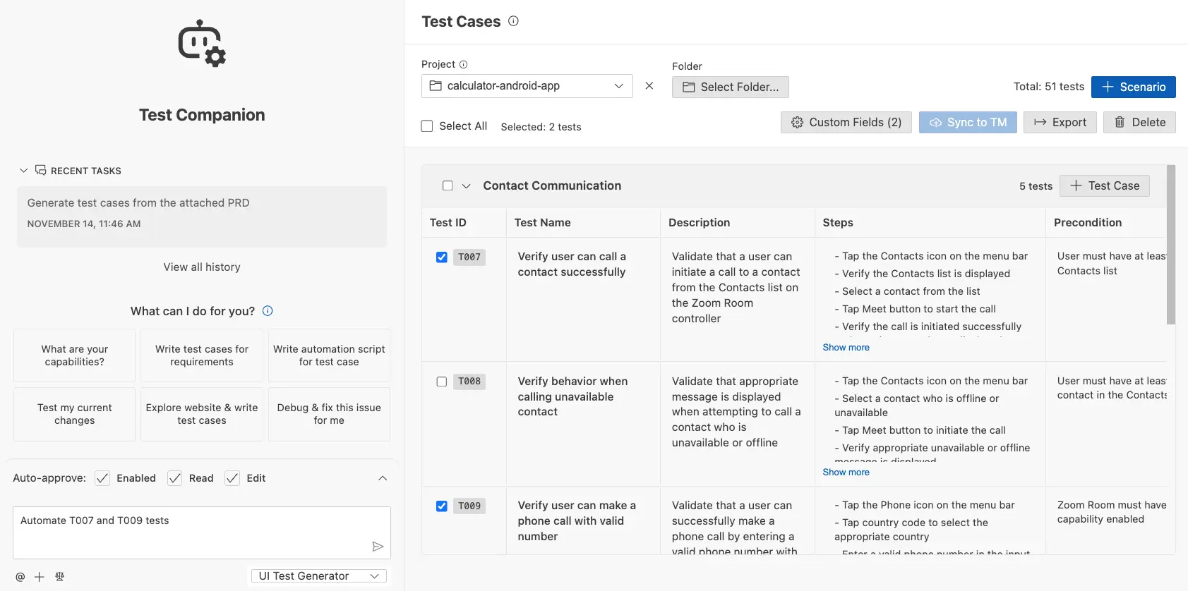 Select test cases you want to automate