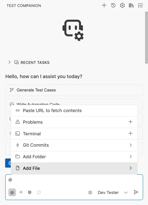 Select Git commits or specific files related to your current task
