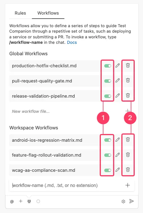 Enable, disable, and delete workflows
