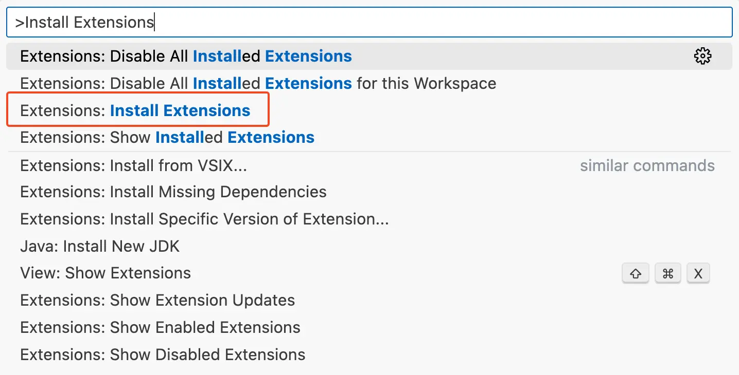 Search for test companion in the command pallete