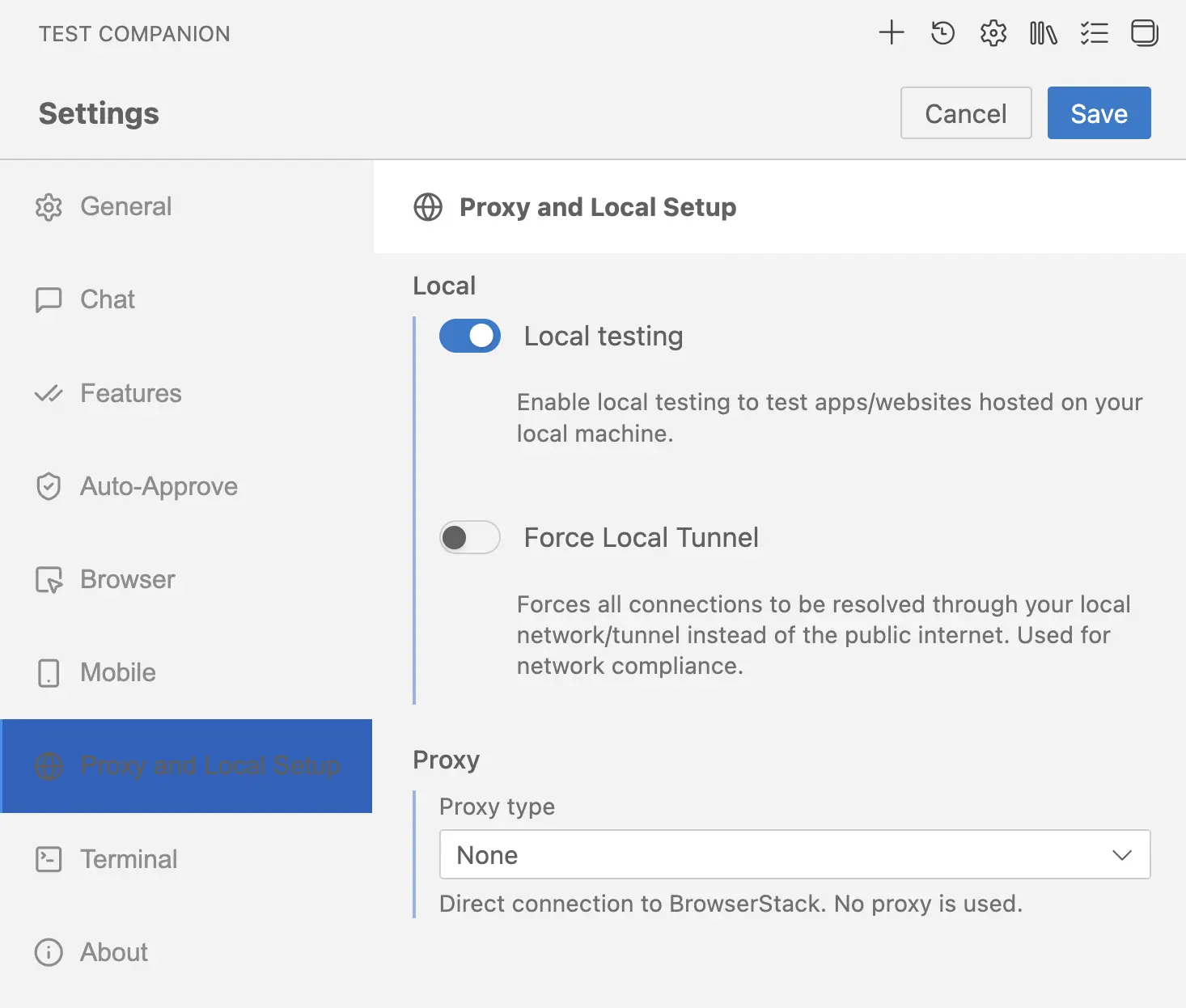 Click Proxy Setup tab