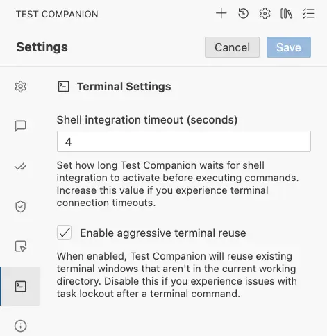 Click terminal settings tab