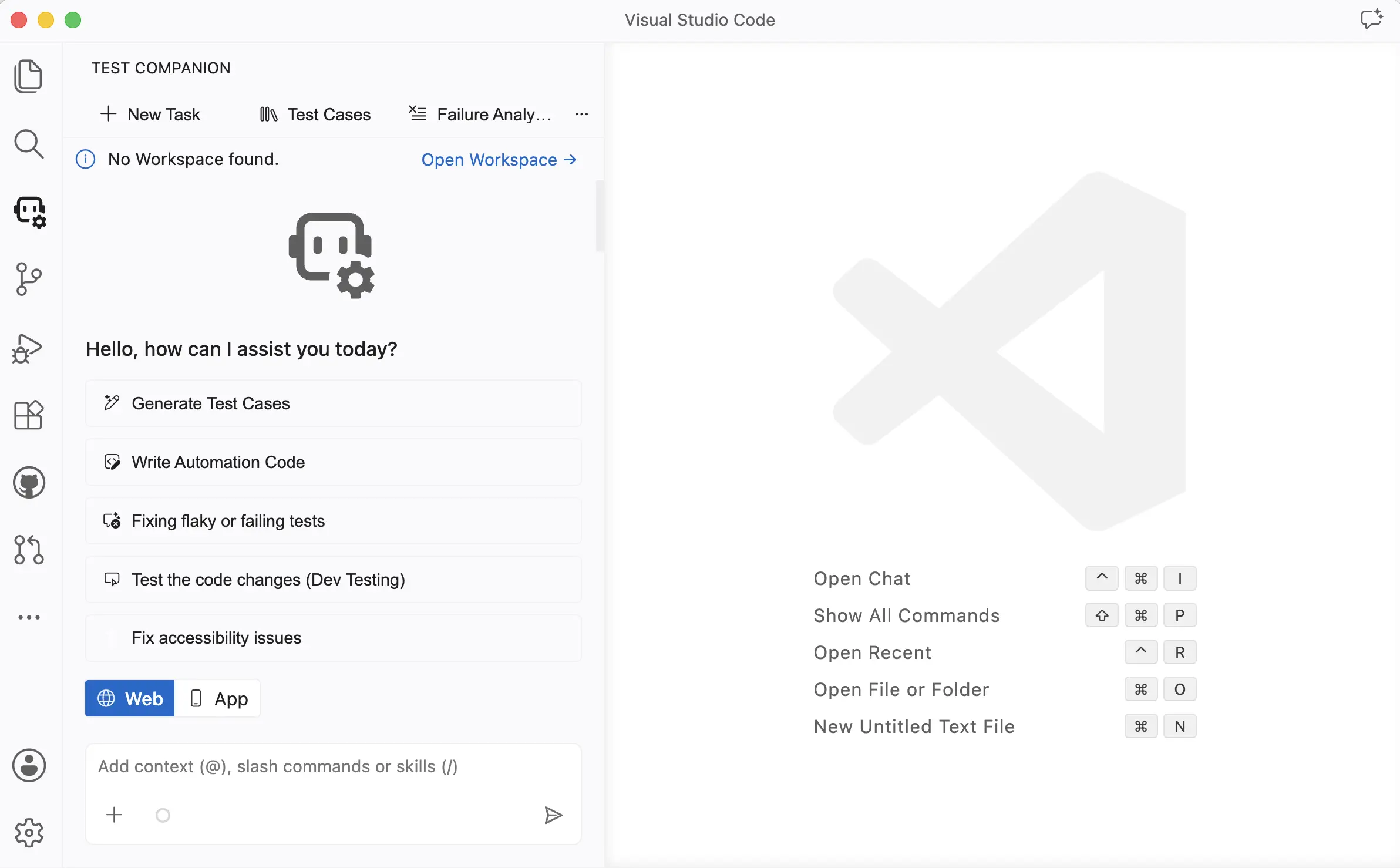 Test Companion panel open in VS Code
