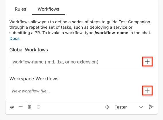 Click the + button against workflow field
