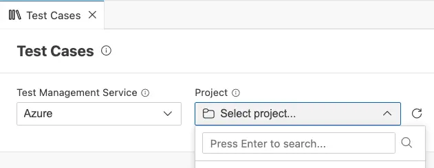 Screenshot showing the Project dropdown populated with Azure DevOps projects