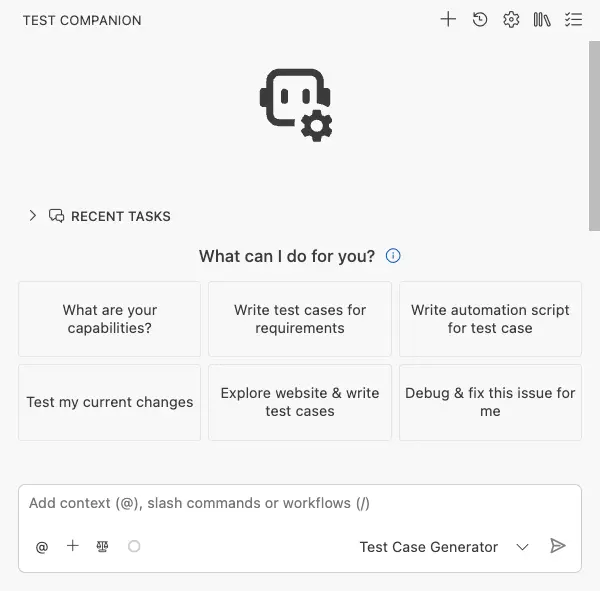 Enter a Jira ticket link into the Test Companion chat in the IDE