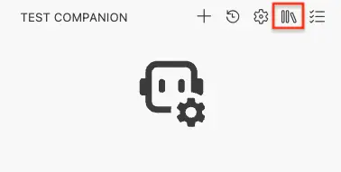 Click book icon in the test companion extension sidebar