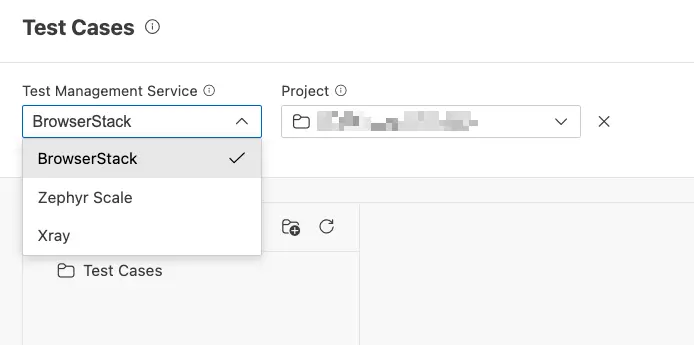 Select Test Management Service and the project