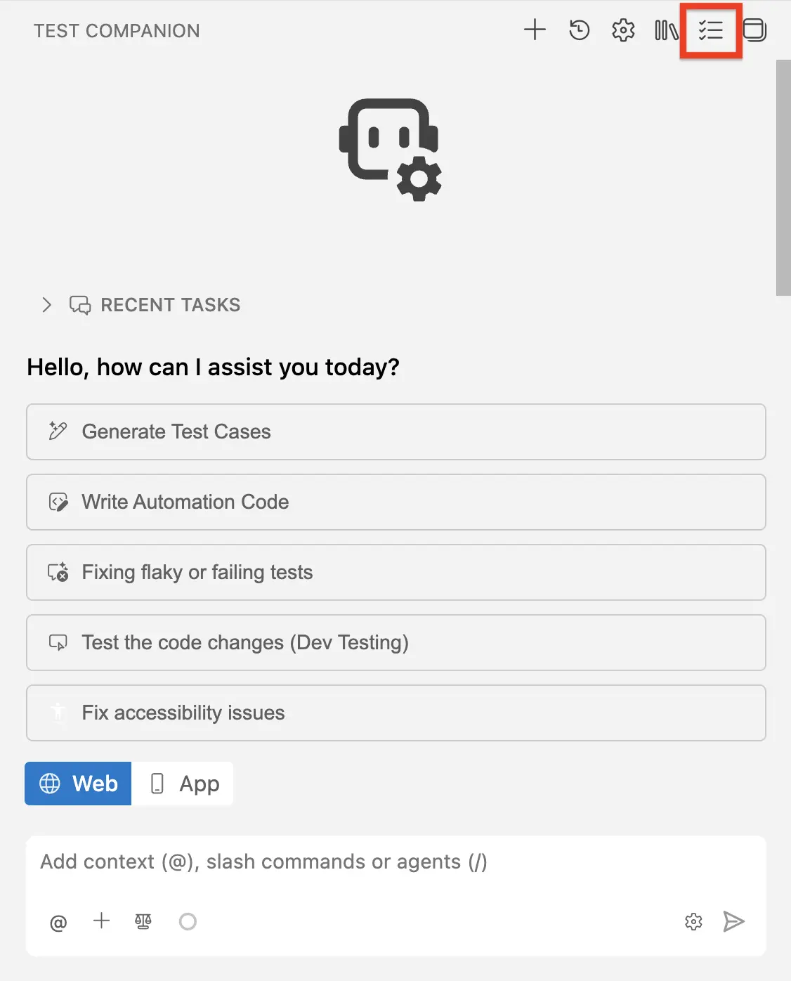 Failure Analysis tab in the Test Companion panel showing project and build dropdowns
