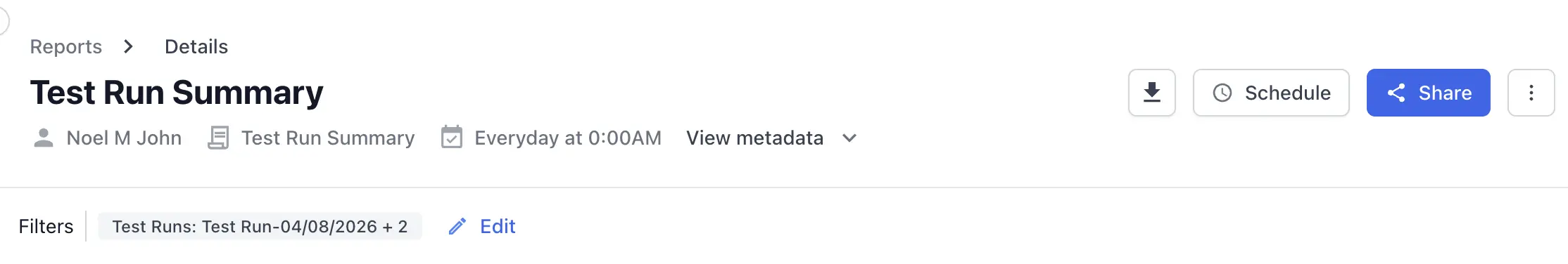 Click the download arrow icon to download the report