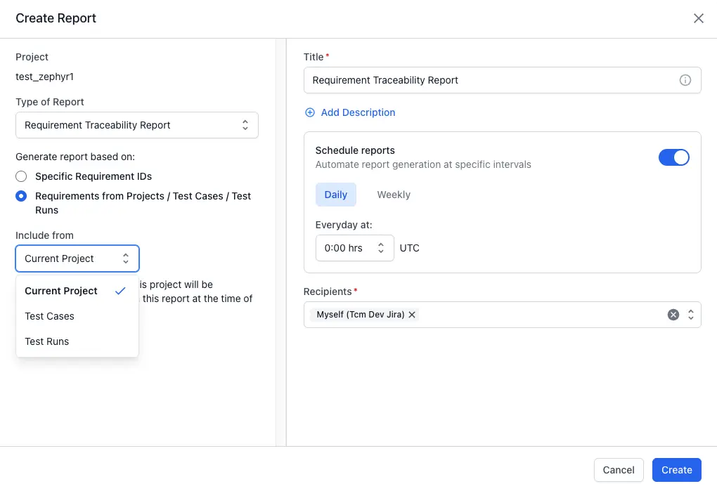 Select applicable requirements from Jira, Azure or Asana