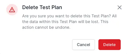 Click delete to the test plan permanently